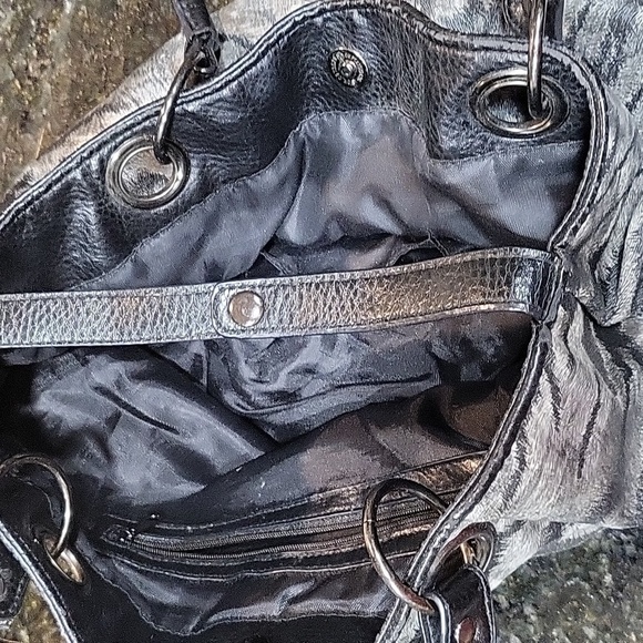 Hobo Bag Purse Zebra Print Vinyl type Material Durable - Picture 4 of 8